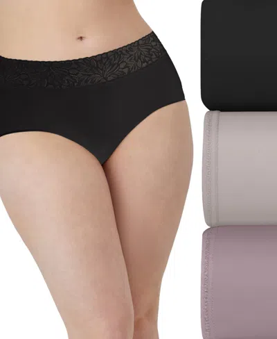Bali Women's Seamless Lace-trim Brief Panties, 3-pack, Dfmlb3