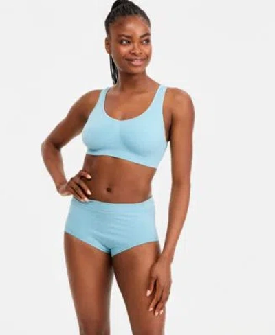 Bali Womens One Smooth U Wireless Bralette One Smooth U All Over Smoothing Brief Underwear In Cornflower Teal
