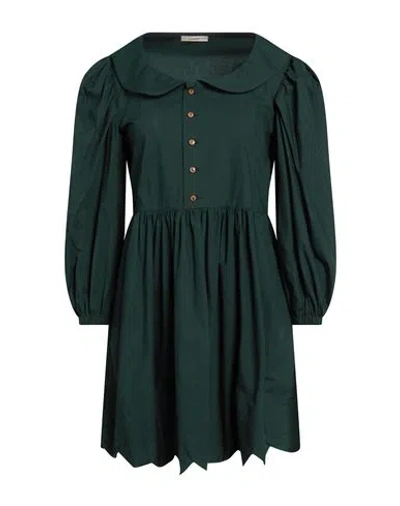 Balia 8.22 Woman Mini Dress Dark Green Size 6 Cotton