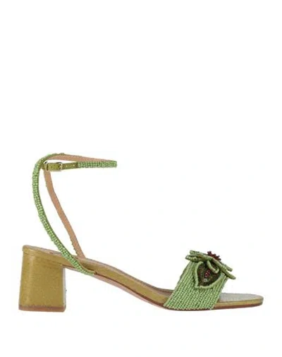 Balibali Woman Sandals Light Green Size 8 Leather