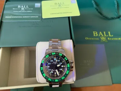 Pre-owned Ball Engineer Hydrocarbon Aero Gmt Ii Cosc Ø 40mm Dg2118c-s11c-bk W/ Rubber Band