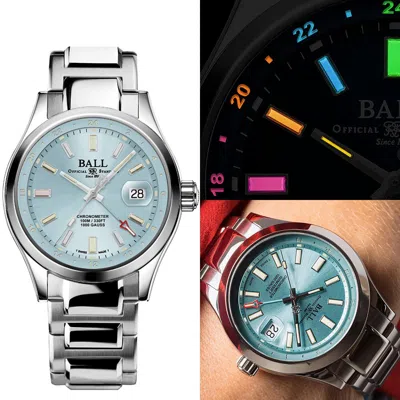 Pre-owned Ball Engineer Iii Endurance 1917 Gmt Ø41mm Gm9100c-s2c-iber Rainbow Limited Ed