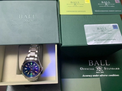 Pre-owned Ball Engineer Iii Endurance 1917 Gmt Ø41mm Gm9100c-s2c Rainbow Limited Edition