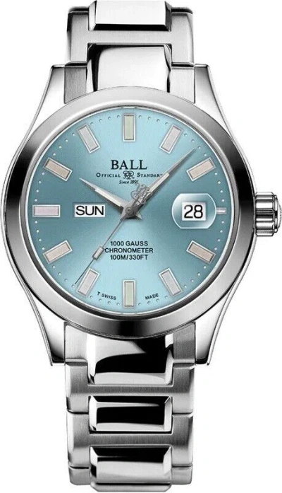 Pre-owned Ball Engineer Iii Marvelight Cosc 40 Day Date Ice Blue Dial Nm9036c-s1c-iber