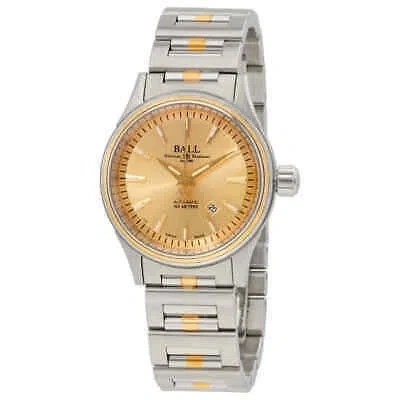 Pre-owned Ball Fireman Automatic Stainless Steel With 18kt Yellow Gold Ladies Watch