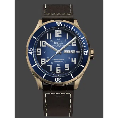 Ball Roadmaster Auto Blue Dial Unisex Watch Dm3070b-lc-be In Brown/blue/silver Tone/gold Tone