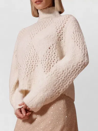 Ballantyne Alpaca Wool Argyle Knit Turtleneck Sweater In Pink