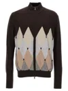 Ballantyne Brown Argyle Cardigan In Brown