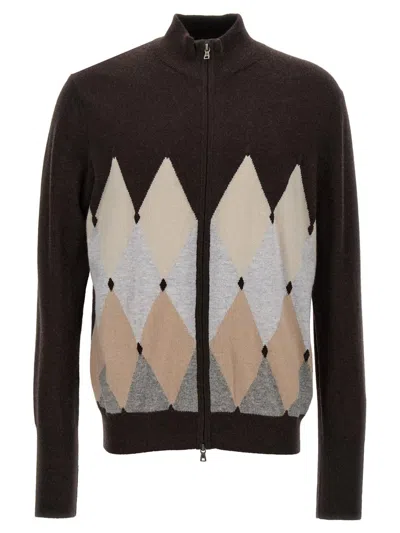Ballantyne 'argyle' Cardigan In Brown