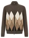 Ballantyne Cardigan Argyle Sweaters And Cardigans Brown In Multi