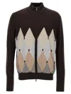 Ballantyne Brown Argyle Cardigan In Brown