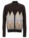 Ballantyne Brown Argyle Cardigan In Brown