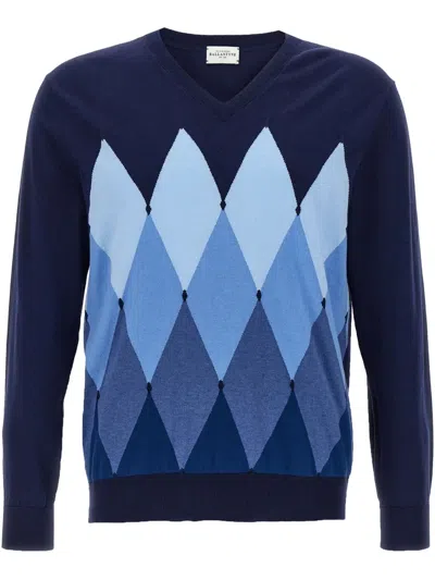 BALLANTYNE ARGYLE-CHECK JUMPER