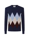 Ballantyne Argyle Crew-neck Sweater In Blue