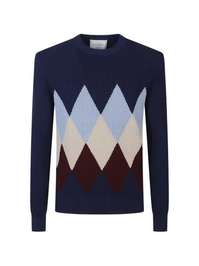 Ballantyne Argyle Crew-neck Sweater In Blue