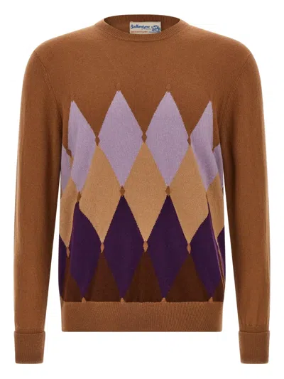 BALLANTYNE ARGYLE CREW-NECK SWEATER