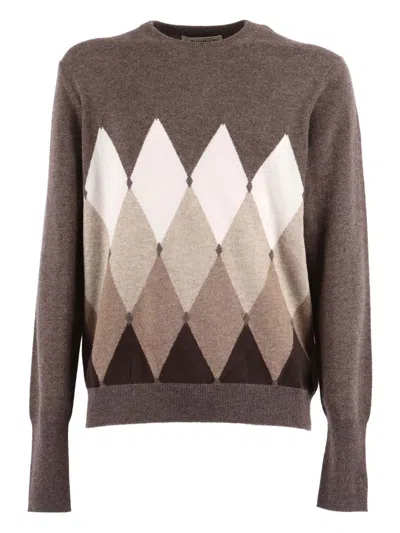 BALLANTYNE ARGYLE CREW-NECK SWEATER
