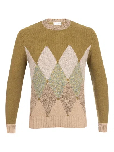 Ballantyne Argyle Crew-neck Sweater In Brown