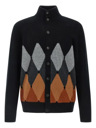 BALLANTYNE ARGYLE HIGH-NECK CARDIGAN