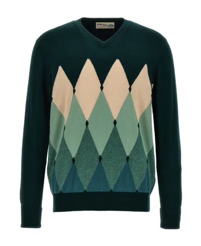 Ballantyne Argyle-intarsia Cashmere Jumper In Black
