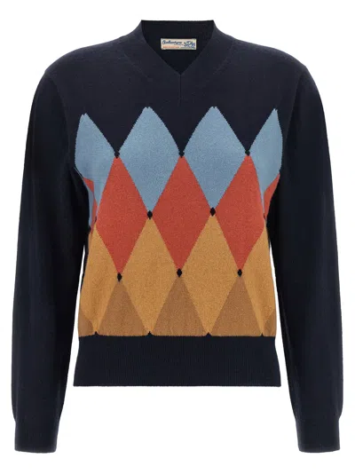 Ballantyne Argyle Intarsia Cashmere Sweater In Yellow