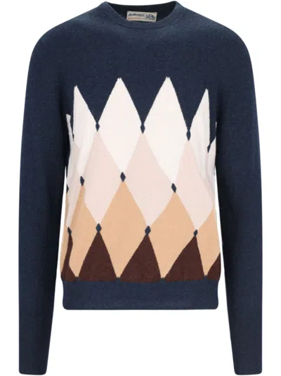 Ballantyne Argyle-intarsia Jumper In Blue