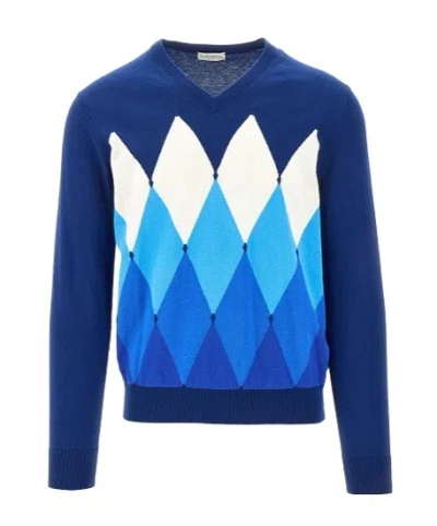 Ballantyne Argyle Intarsia-knit Jumper In Blue