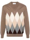 Ballantyne V Neck Pullover In Brown