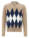 Ballantyne Beige Argyle Polo In Neutrals