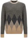 Ballantyne Grey Argyle Sweater In グレー