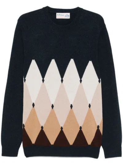 Ballantyne Argyle-intarsia Sweater In Blue