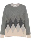 Ballantyne Grey Argyle Sweater In Grey