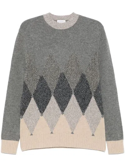 Ballantyne Argyle-intarsia Sweater In Gray