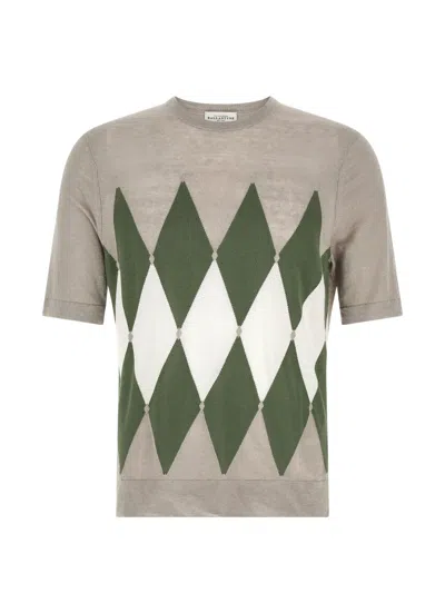 Ballantyne Argyle Jacquard T-shirt In Gray