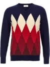 Ballantyne Blue Argyle Sweater In Blue