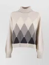 Ballantyne Turtleneck Diamond-pattern Sweater In Neutral