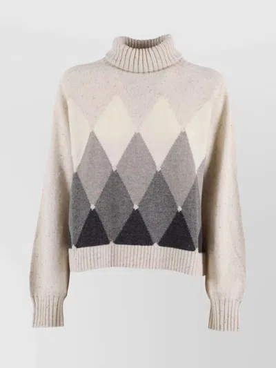 BALLANTYNE ARGYLE KNIT PULLOVER LONG SLEEVES