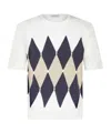 Ballantyne Argyle-knit Short-sleeve Jumper In White