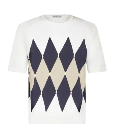Ballantyne Argyle-knit Short-sleeve Jumper In Neutrals