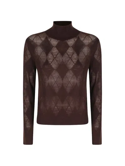 Ballantyne Argyle Knit Sweater In Brown
