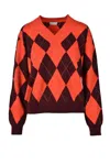 Ballantyne Argyle Pattern Cashmere Pullover Sweater In Orange