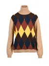 Ballantyne Argyle Pattern Cashmere Turtleneck Sweater In Multi