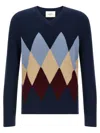 Ballantyne Argyle Pattern Sweater In Blue