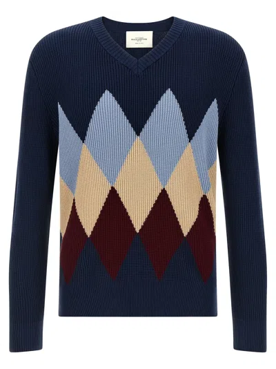 Ballantyne Argyle Pattern Sweater In Blue
