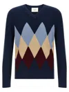 Ballantyne Blue Argyle Pattern Sweater In Blue