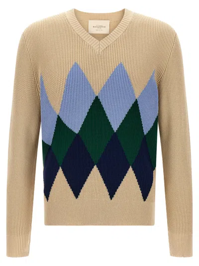 BALLANTYNE ARGYLE PATTERN SWEATER