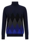 Ballantyne Argyle-pattern Turtleneck Sweater In Blue