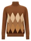 Ballantyne Argyle-pattern Turtleneck Sweater In Brown