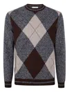 Ballantyne Argyle-pattern Wool Sweater In Gray