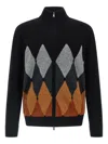 Ballantyne Cardigan Argyle Sweaters And Cardigans Black In Black